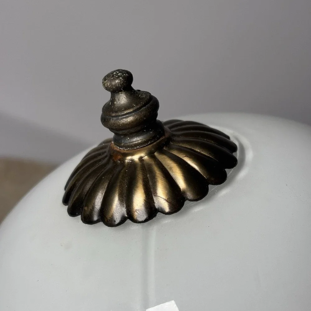 Vintage White Dome Ceiling Light Lamp Fixture Ball‎ Shade Brass Retro Country